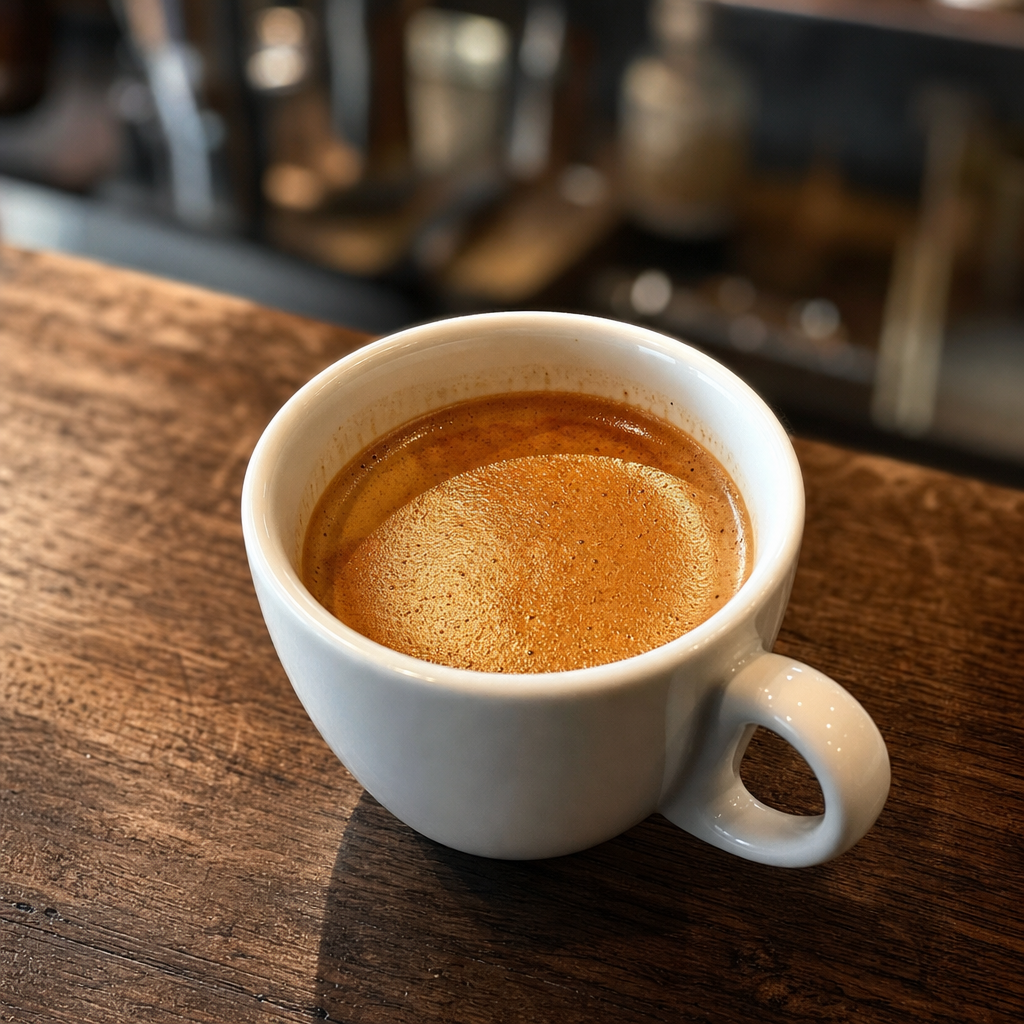 Fresh espresso shot with golden crema
